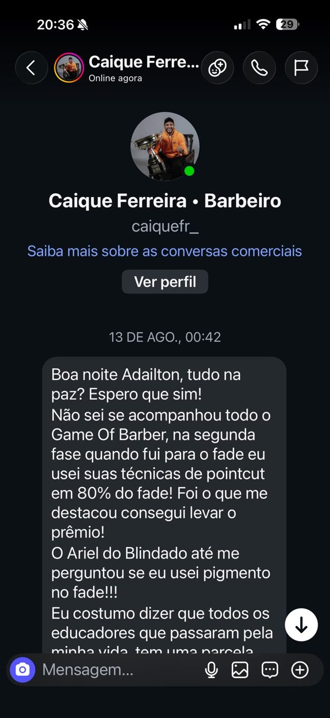 Mensagem de Caique Ferreira