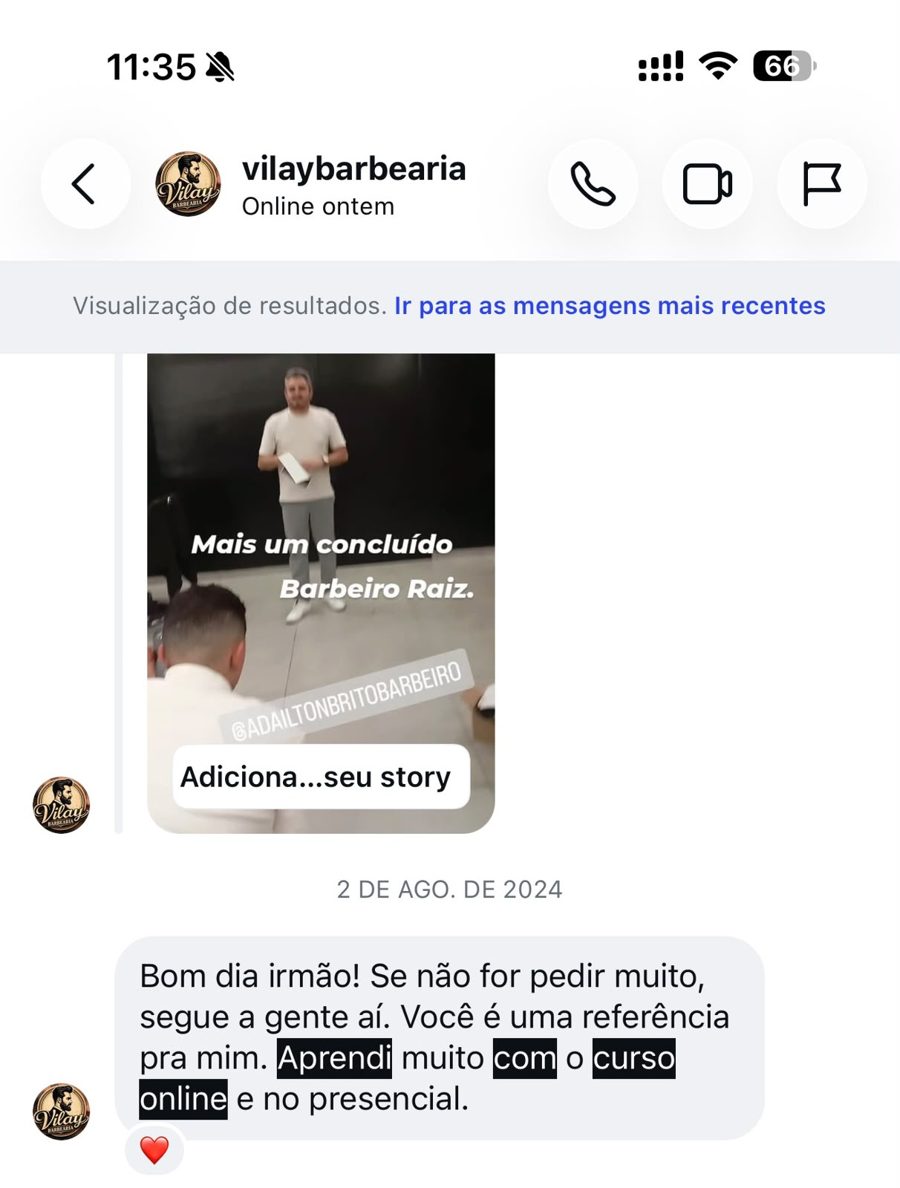 Mensagem da Vilay Barbearia